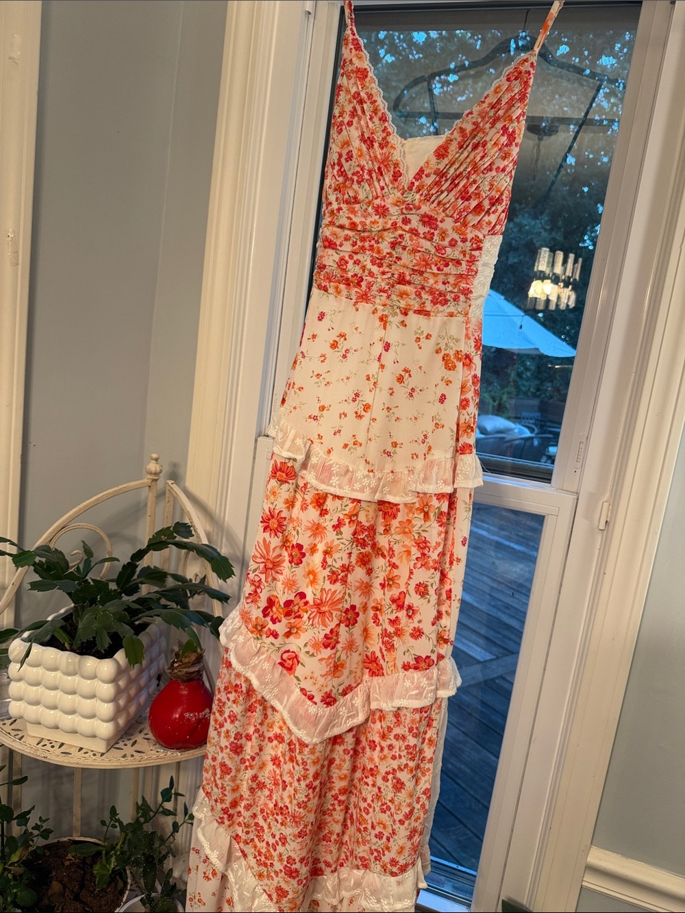 Altar’d State Adelina Orange,' Pink & White Multi Floral Tiered Sundress NWT